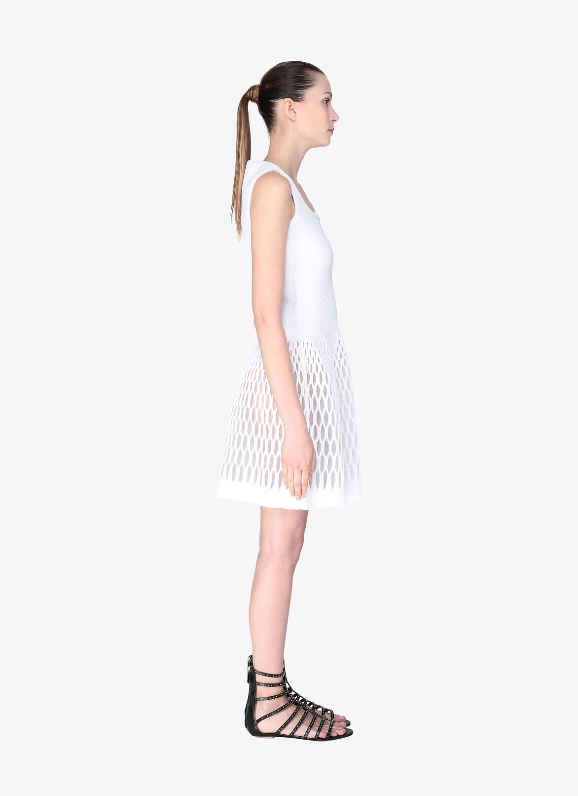 SLEEVELESS DRESS DIAPHANE WHITE ALAÏA WHITE  SLEEVELESS DRESS DIAPHANE WHITE